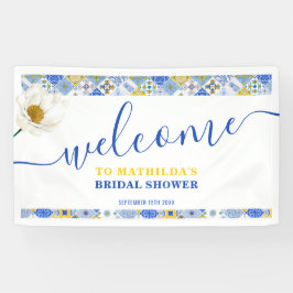 Italienisches Blue Tiles Summer Brautparty Willkom Banner