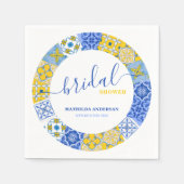 Italienisches Blue Yellow Tile Summer Brautparty Serviette (Vorderseite)