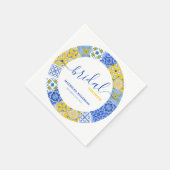 Italienisches Blue Yellow Tile Summer Brautparty Serviette (Ecke)