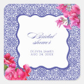 Italienisches Bougainvillea-Brautparty Quadratischer Aufkleber (Vorderseite)