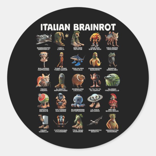 Italienisches Brain Rot Italienisches Brainrot Fun Runder Aufkleber (Vorderseite)