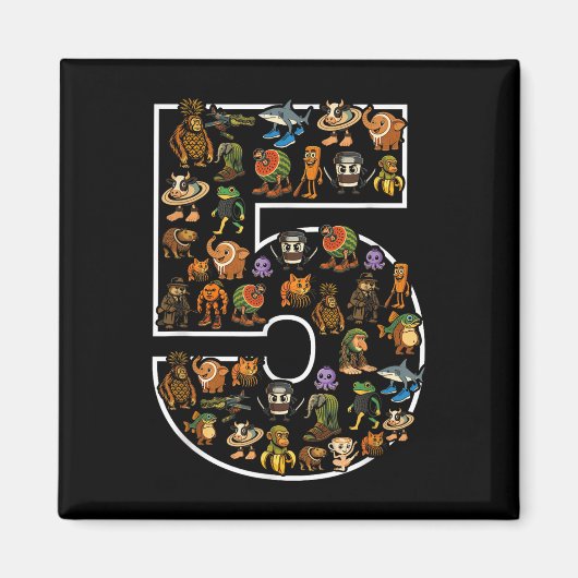 Italienisches Brainrot Geburtstag 5 Jahre Meme 5. Magnet (Vorne)