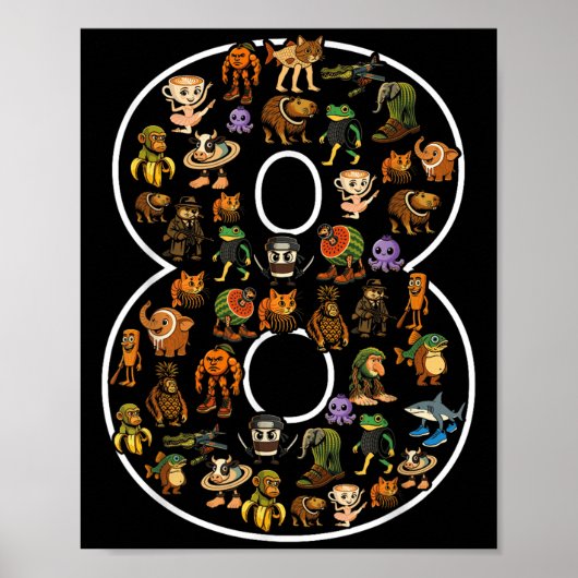 Italienisches Brainrot Geburtstag 8 Jahre Meme 8. Poster (Vorne)