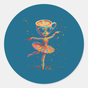 Italienisches Brainrot-Meme-Ballerina Cappuccina Runder Aufkleber