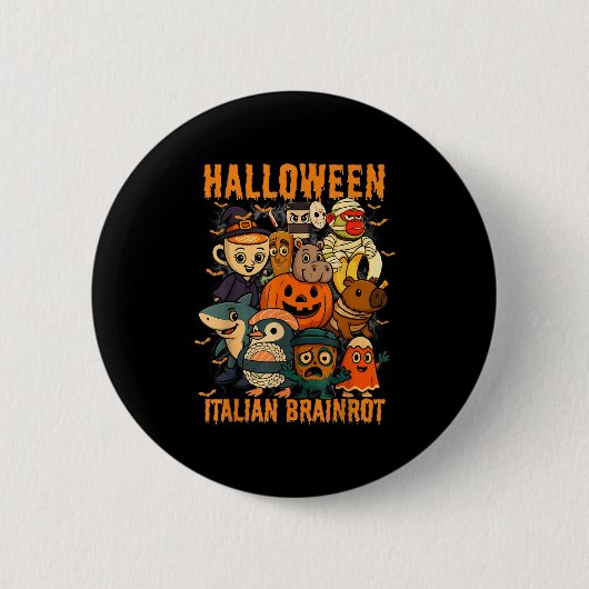 Italienisches Brainrot-Meme-Zeichen Halloween-Kost Button (Vorderseite)