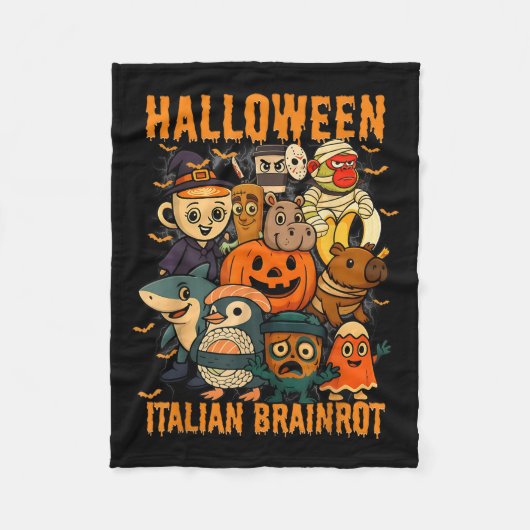 Italienisches Brainrot-Meme-Zeichen Halloween-Kost Fleecedecke (Vorderseite)