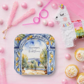 Italienisches Brautparty aus Blauzungenkacheln Pappteller (Party)