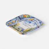 Italienisches Brautparty aus Blauzungenkacheln Pappteller (Gewinkelt)