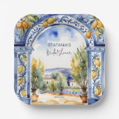 Italienisches Brautparty aus Blauzungenkacheln Pappteller (Vorderseite)