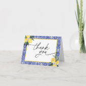 Italienisches Brautparty für blaue Tile Danke Kart (Vorderseite)