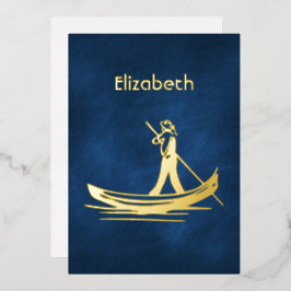 Italienisches Brautparty für Navy und Gold Folieneinladung