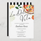 Italienisches Brautparty La Dolce Vita Pizza Pasta Einladung (Vorne/Hinten)