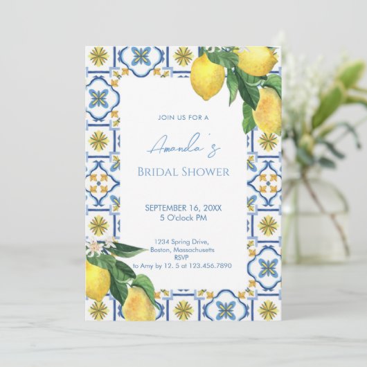 Italienisches Brautparty Lemon Einladung (Stehend Vorderseite)
