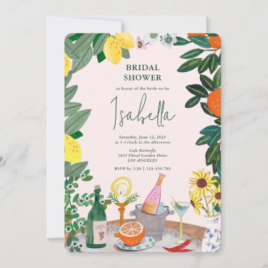 Italienisches Brautparty Lemon Einladung (Vorderseite)