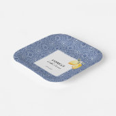 Italienisches Brautparty Lemon Floral & Blue Tile Pappteller (Gewinkelt)