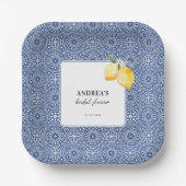 Italienisches Brautparty Lemon Floral & Blue Tile Pappteller (Vorderseite)