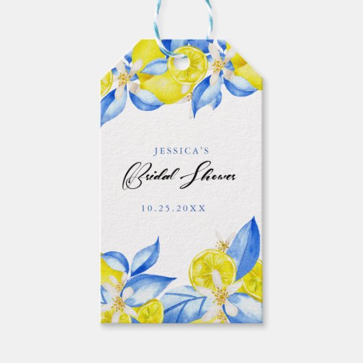 Italienisches Brautparty Lemon Floral Geschenkanhänger (Vorderseite)
