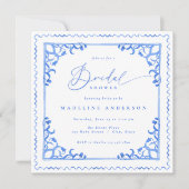 Italienisches Brautparty mit blauen Fliesen Einladung (Vorderseite)