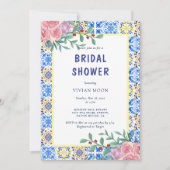 Italienisches Brautparty mit blauer Tasse Einladung (Vorderseite)