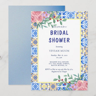 Italienisches Brautparty mit blauer Tasse Einladung