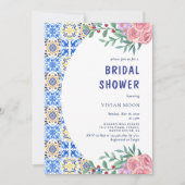 Italienisches Brautparty mit blauer Tasse Einladung (Vorderseite)