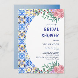 Italienisches Brautparty mit blauer Tasse Einladung