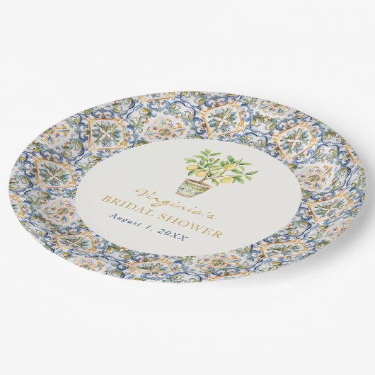 Italienisches Brautparty Pappteller (Schrägansicht)