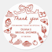 Italienisches Brautparty Pizza Pasta Runder Aufkleber (Vorderseite)