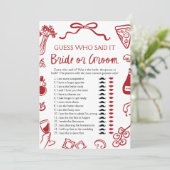 Italienisches Brautparty-Spiel Einladung (Stehend Vorderseite)