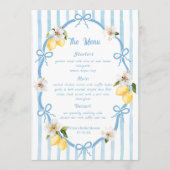 Italienisches Brautparty "Summer Lemon Coaston" Menükarte (Vorderseite)