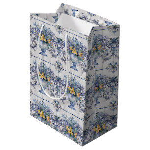 Italienisches Brautparty Tile Blue und Weiß Mittlere Geschenktüte