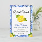 Italienisches Brautparty Tile Lemon Einladung (Stehend Vorderseite)