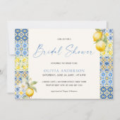 Italienisches Brautparty Tiles Lemon Einladung (Vorderseite)