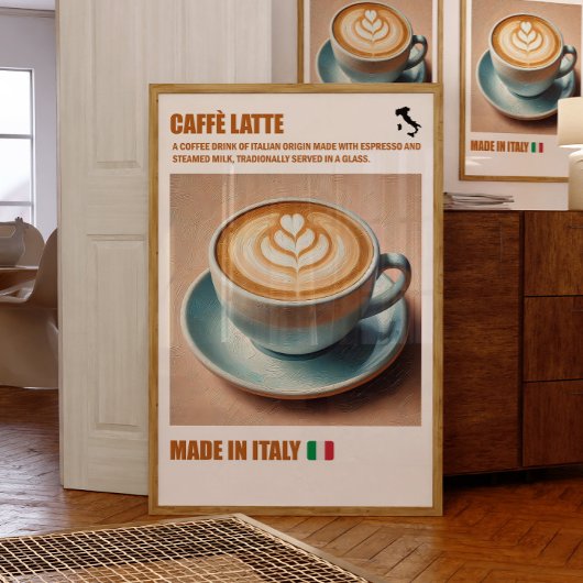 "Italienisches Caffè Latte Print, Espresso Drink W Poster