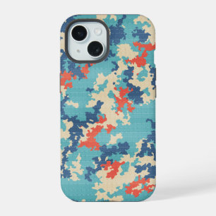Italienisches Camo-Sommerblau-Unique-Cargomuster iPhone 15 Hülle
