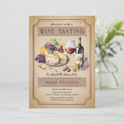 Italienisches Charcuterie Party für Weinverkostung Einladung (Stehend Vorderseite)