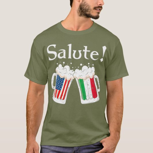 Italienisches Chefkoch Toast Beer American Flag T-Shirt (Vorderseite)