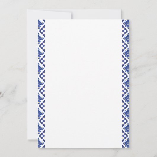 Italienisches Citrus Blue Tiles Summer Brautparty Einladung (Rückseite)