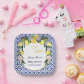 Italienisches Citrus Lemon Blue Tiles Brautparty Pappteller (Party)