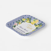 Italienisches Citrus Lemon Blue Tiles Brautparty Pappteller (Gewinkelt)