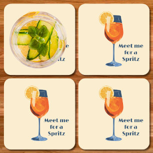 Italienisches Cocktail-Getränk Vintage Retro Happy Rechteckiger Pappuntersetzer