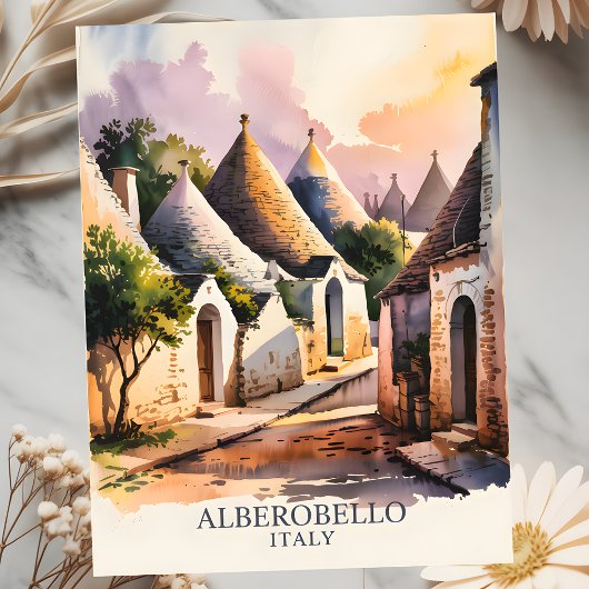 Italienisches Dorf Trulli Vintag Alberobello Pugli Postkarte
