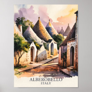 Italienisches Dorf Trulli Vintage Alberobello Pugl Poster