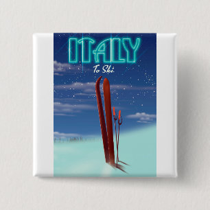 Italienisches 'Eis'-Ski-Reiseplakat. Button