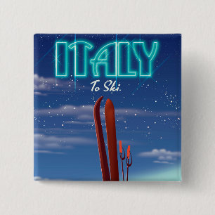 Italienisches 'Eis'-Ski-Reiseplakat. Button