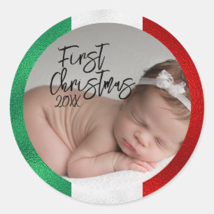 Italienisches erstes Weihnachten des Babys  Runder Aufkleber