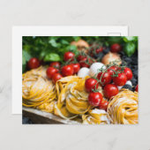 Italienisches Essen Frische Pasta Tomato Basilika Postkarte (Vorne/Hinten)