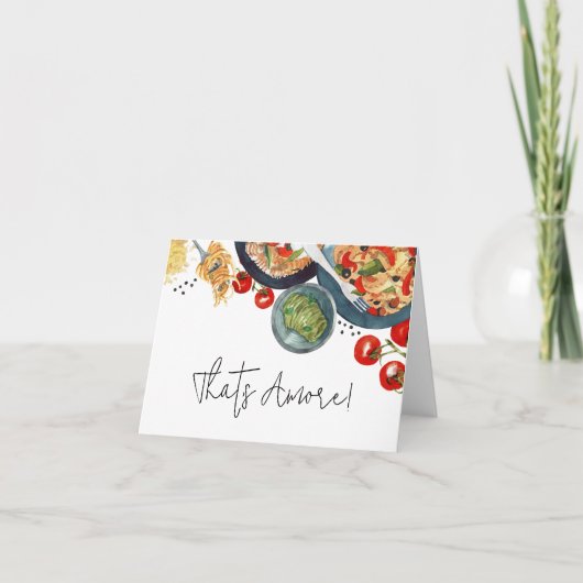 Italienisches Essen in Aquarellfarben. Dankeskarte (Vorderseite)