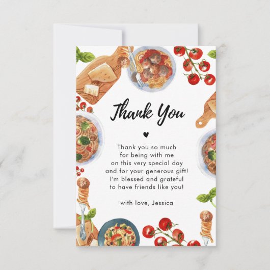 Italienisches Essen Kleine Meatball Babydusche Dan Dankeskarte (Vorderseite)