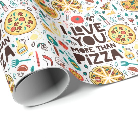 Italienisches Essen, Pizza Liebe Schrift. Geschenkpapier (Rolleneckpunkt)